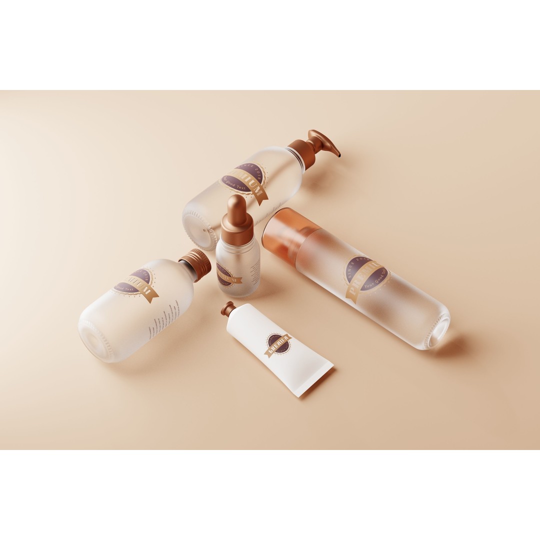 Cosmetic Packaging 3D Model – High Poly Bottle and Tube Designs, FBX/OBJ - View 4