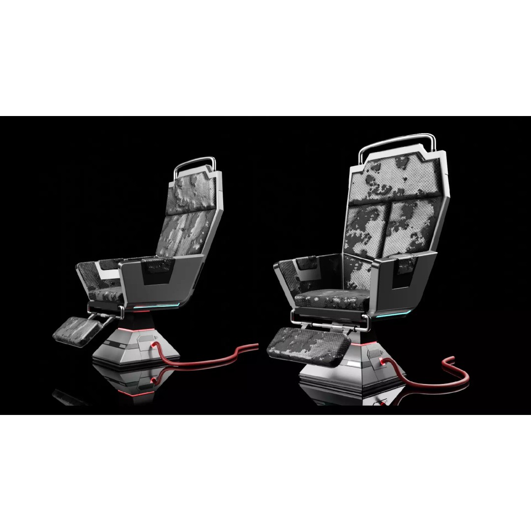 Sci-Fi Lab Chair 3D Model – Low Poly PBR Game Asset, FBX - View 2