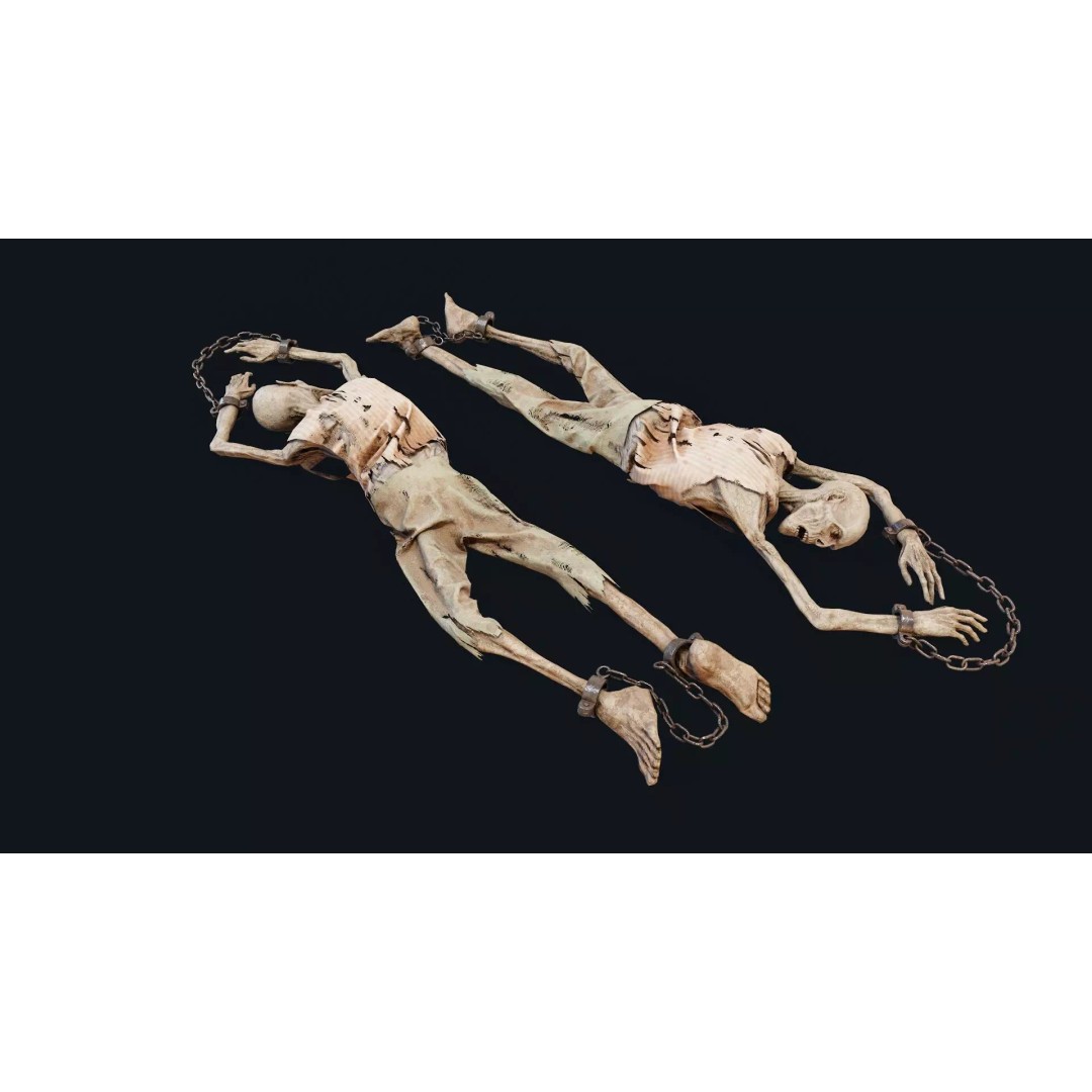Prisoner Corpse 3D Model – Low Poly Realistic Human Skeleton, FBX - View 2