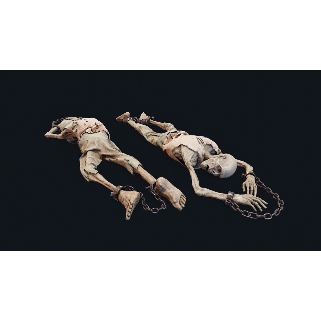 Prisoner Corpse 3D Model – Low Poly Realistic Human Skeleton, FBX - View 3