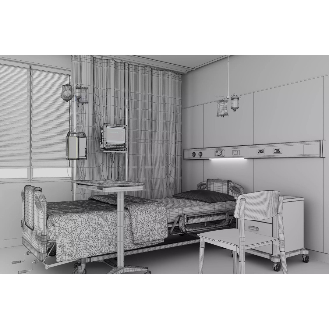 High-Tech Hospital Bed 3D Model – Realistic Medical Equipment, FBX, OBJ