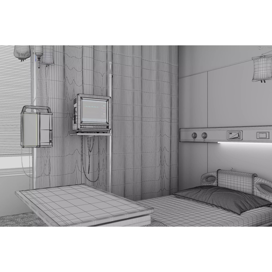 High-Tech Hospital Bed 3D Model – Realistic Medical Equipment, FBX, OBJ - View 16