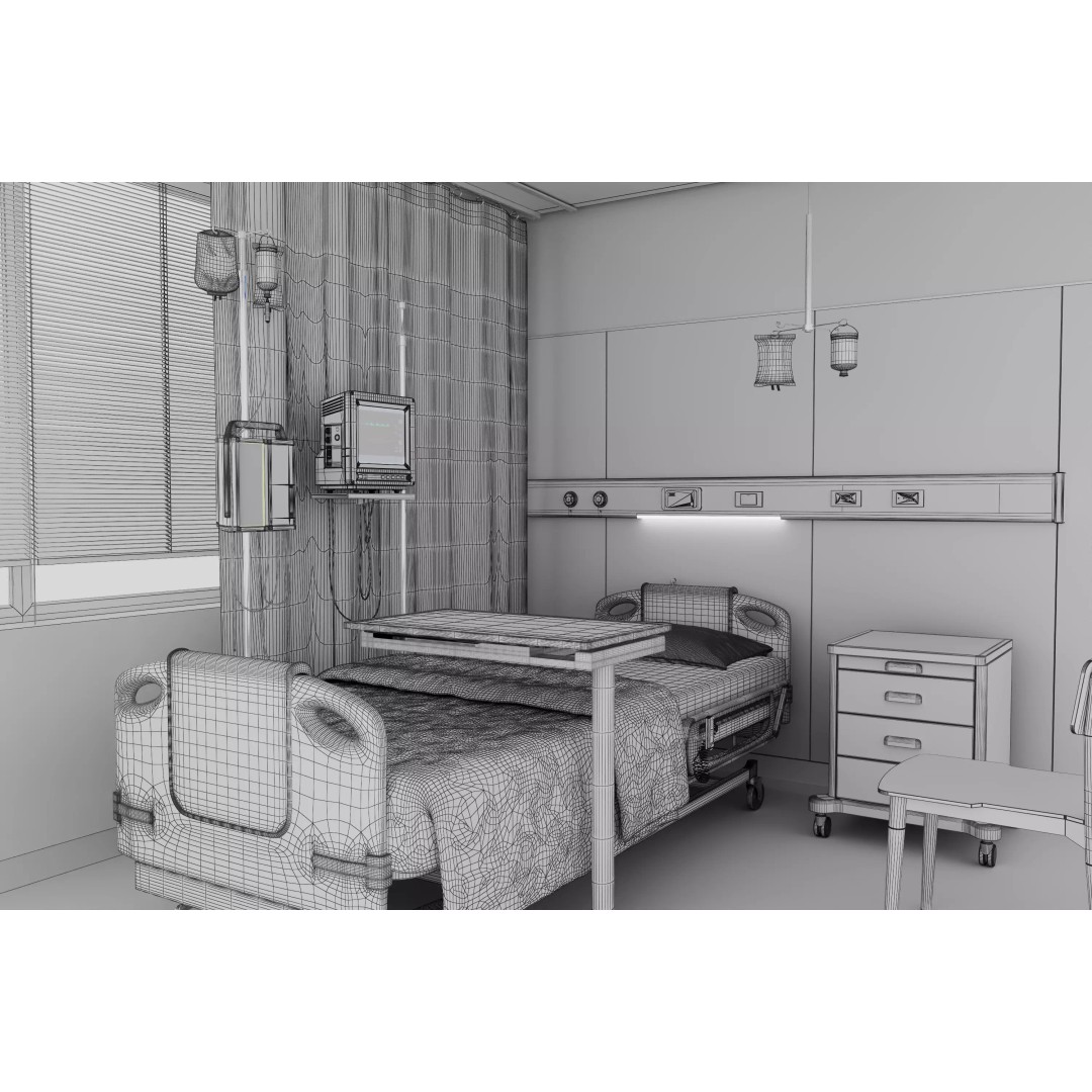 High-Tech Hospital Bed 3D Model – Realistic Medical Equipment, FBX, OBJ - View 18