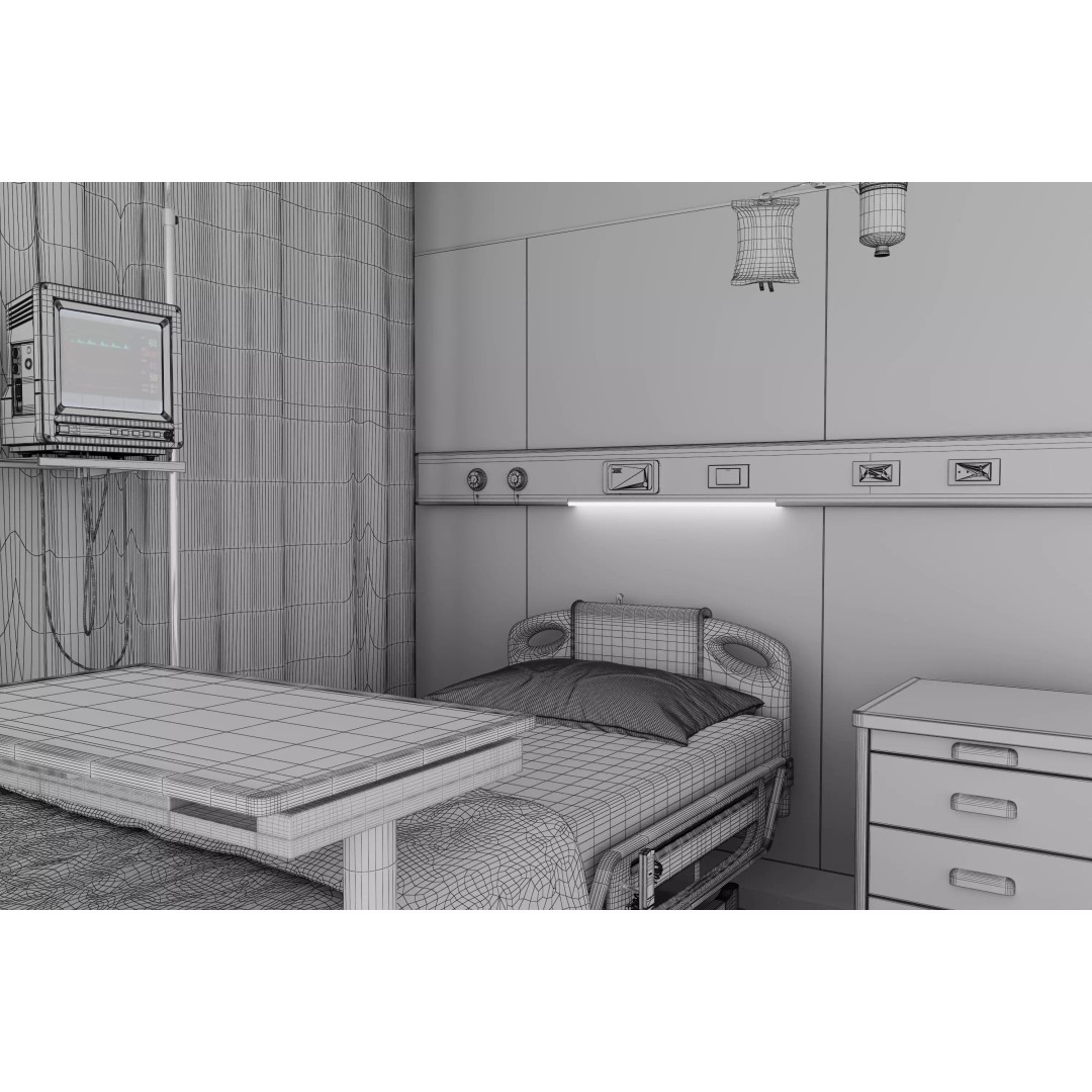 High-Tech Hospital Bed 3D Model – Realistic Medical Equipment, FBX, OBJ - View 19