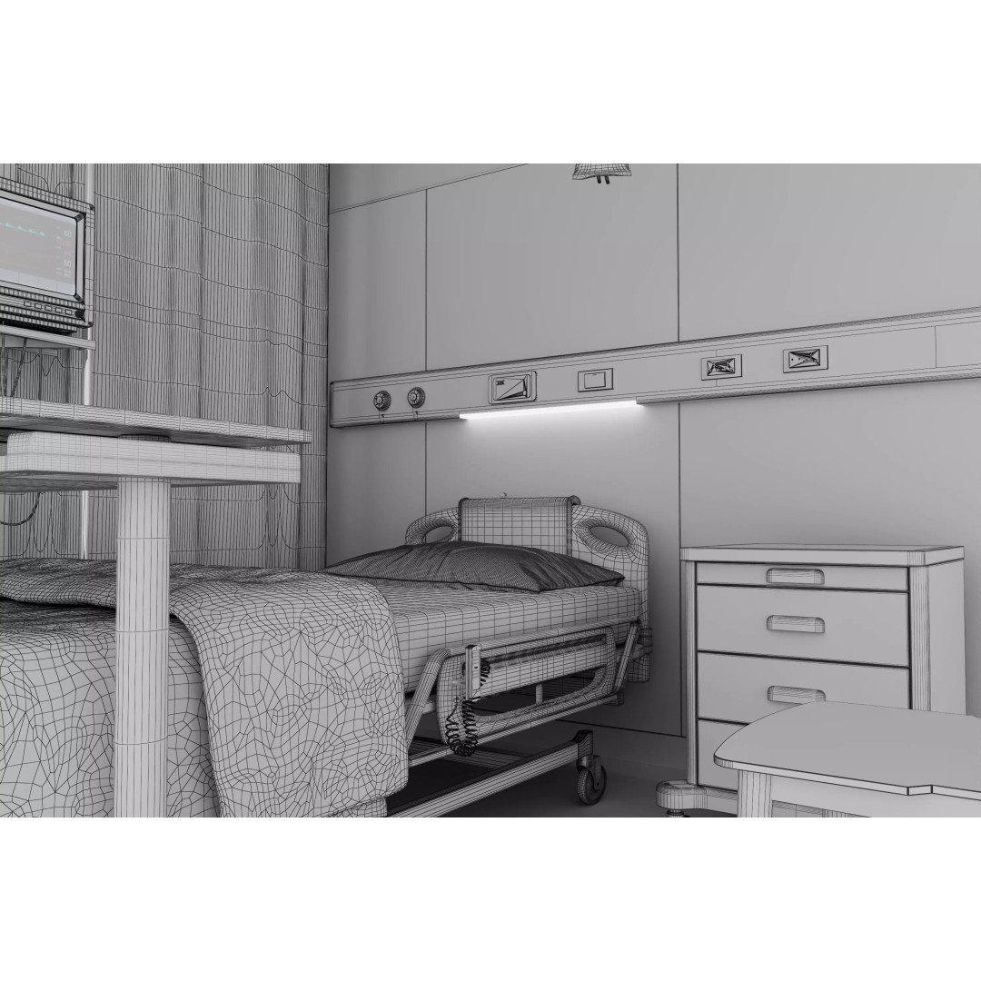 High-Tech Hospital Bed 3D Model – Realistic Medical Equipment, FBX, OBJ - View 21