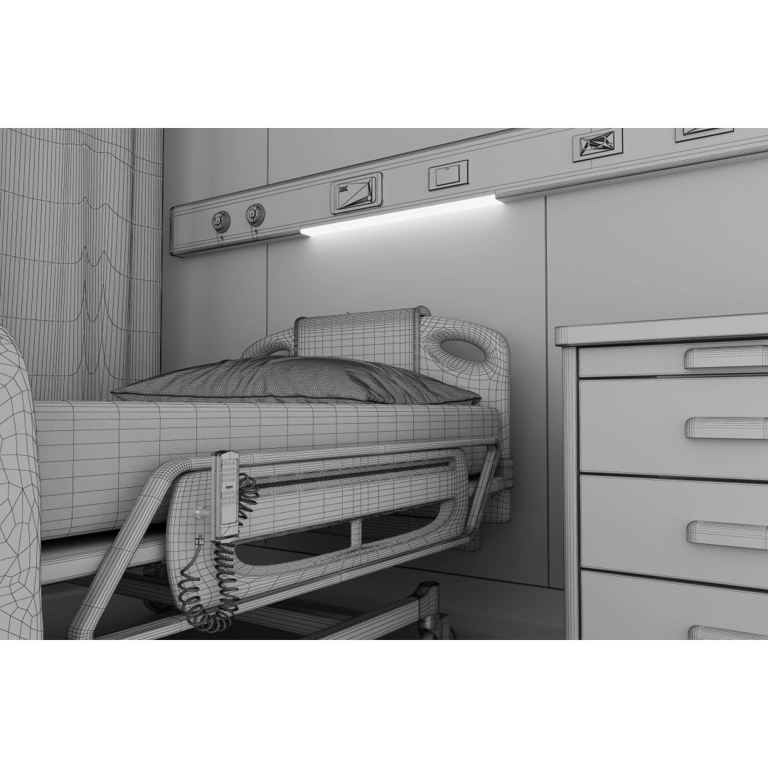 High-Tech Hospital Bed 3D Model – Realistic Medical Equipment, FBX, OBJ - View 22