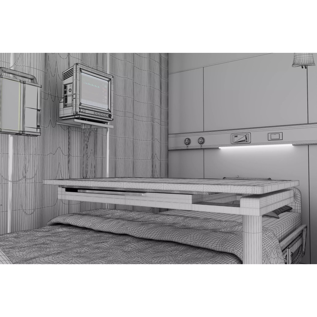 High-Tech Hospital Bed 3D Model – Realistic Medical Equipment, FBX, OBJ - View 23
