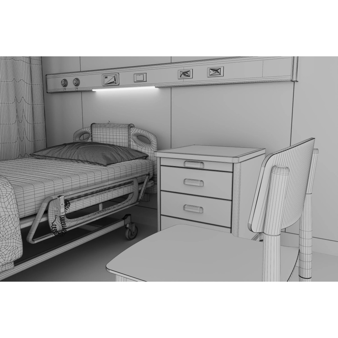 High-Tech Hospital Bed 3D Model – Realistic Medical Equipment, FBX, OBJ - View 28