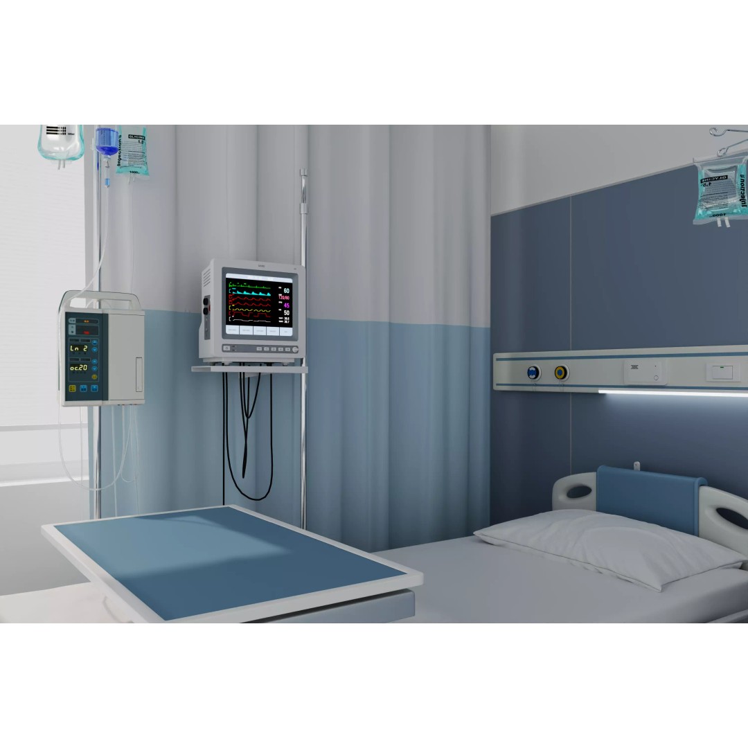 High-Tech Hospital Bed 3D Model – Realistic Medical Equipment, FBX, OBJ - View 3