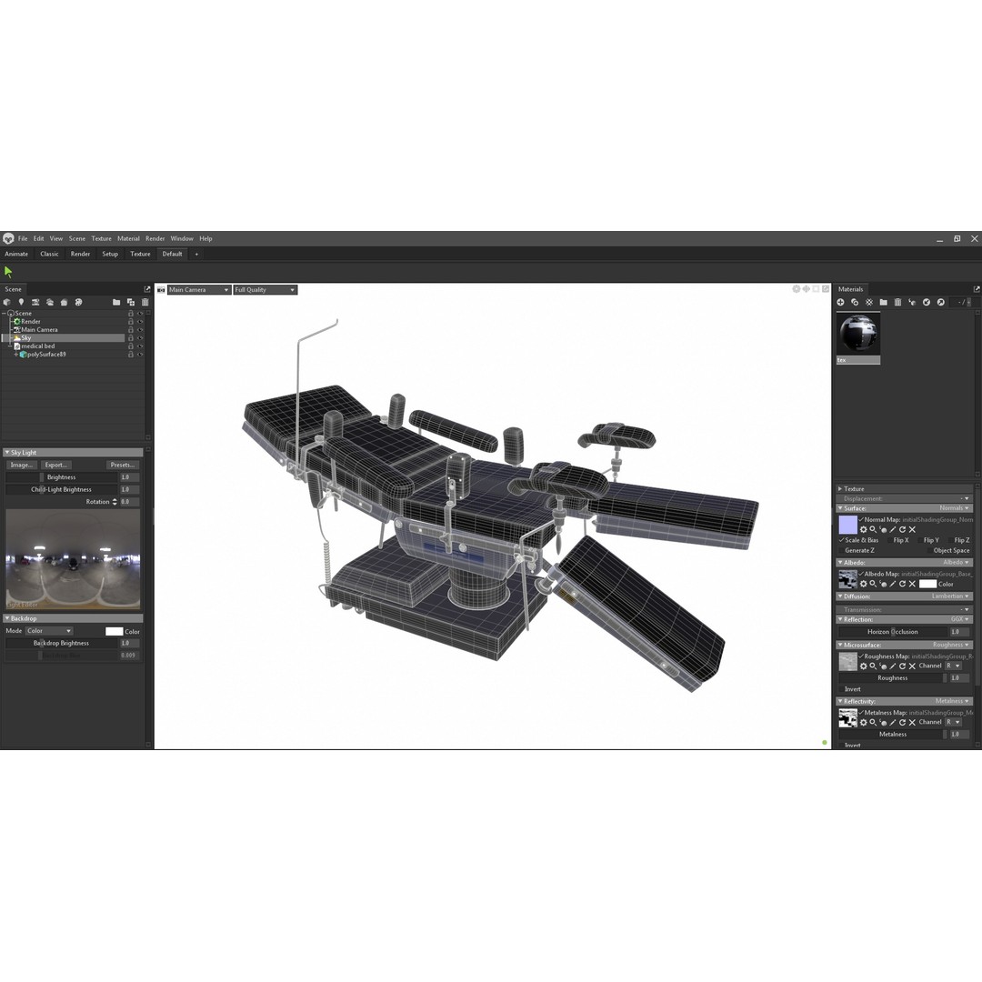 Medical Operating Surgical Bed 3D Model – Low Poly PBR Asset, FBX