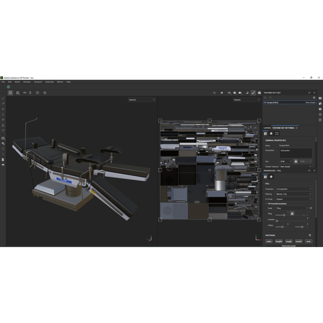 Medical Operating Surgical Bed 3D Model – Low Poly PBR Asset, FBX - View 16