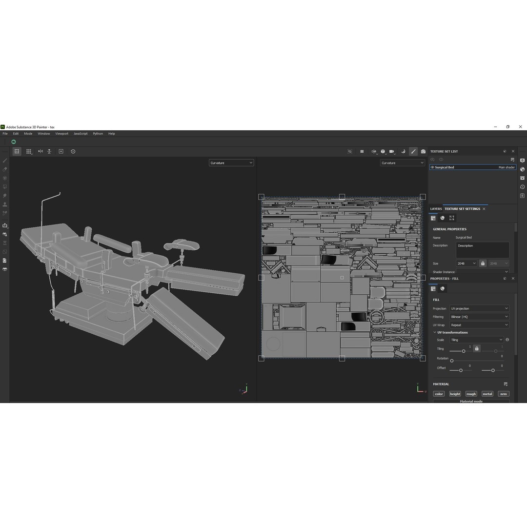 Medical Operating Surgical Bed 3D Model – Low Poly PBR Asset, FBX - View 21