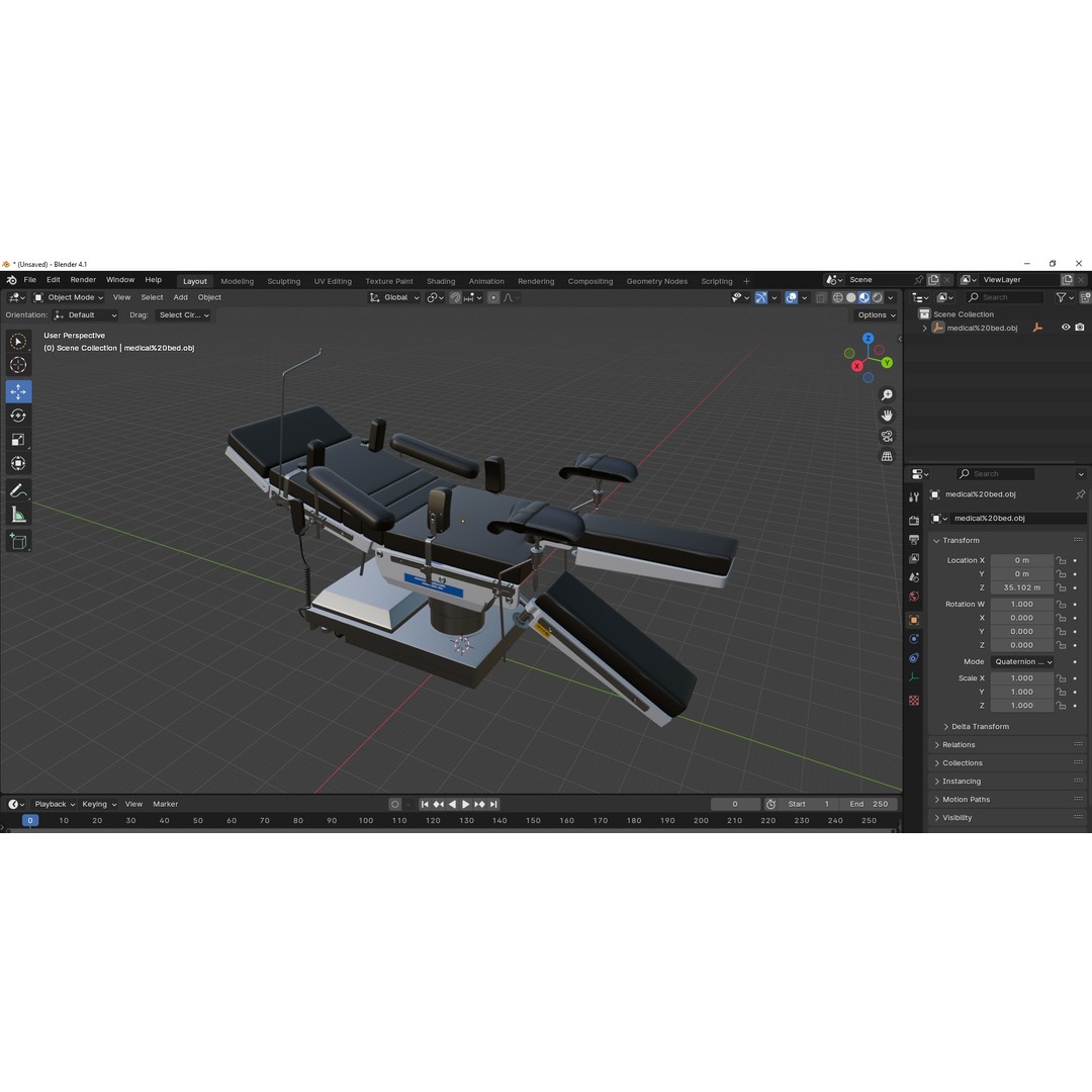 Medical Operating Surgical Bed 3D Model – Low Poly PBR Asset, FBX - View 24