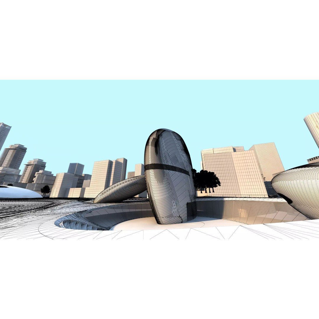 Shenzhen City Bay 3D Model – Low Poly Cityscape, FBX, OBJ