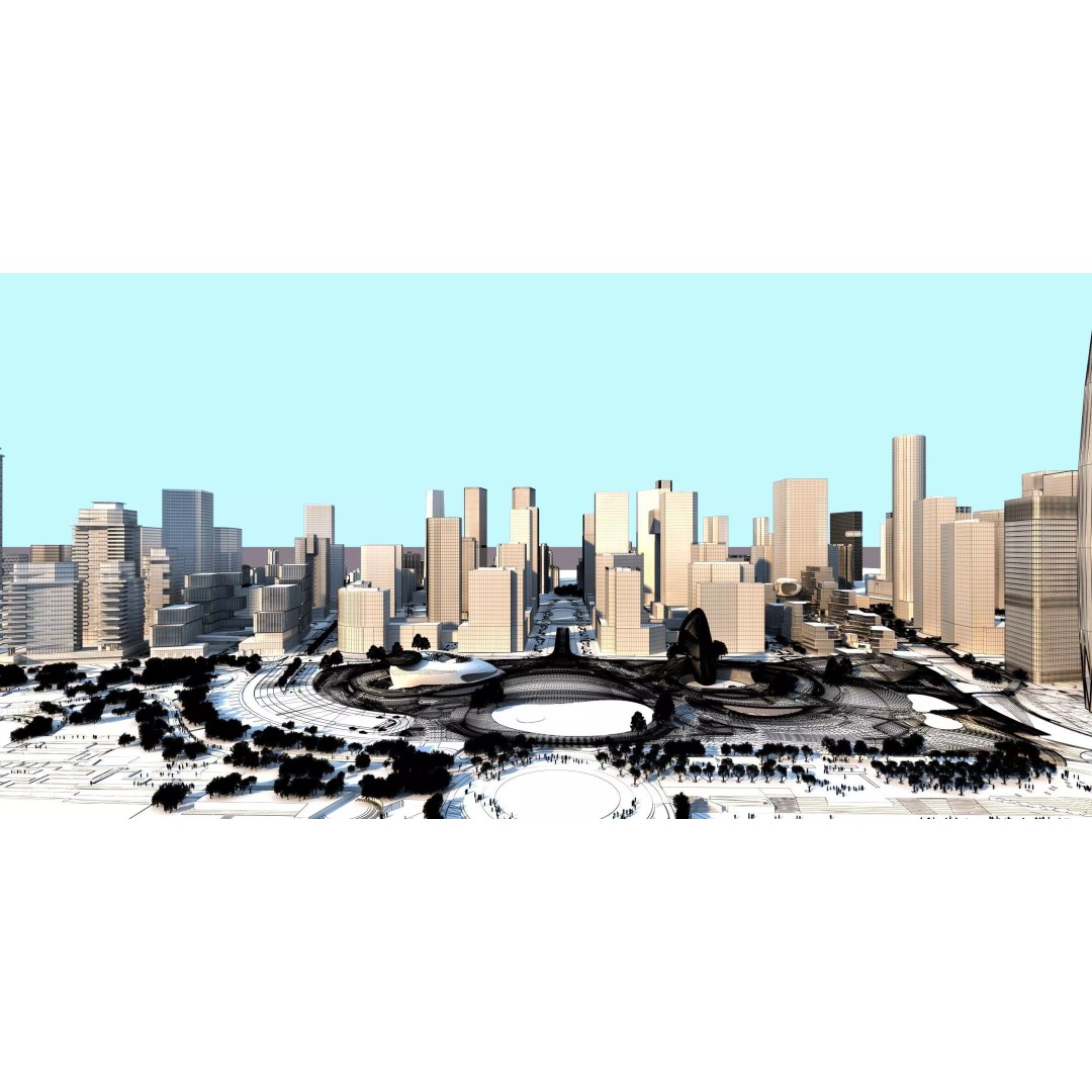 Shenzhen City Bay 3D Model – Low Poly Cityscape, FBX, OBJ - View 11