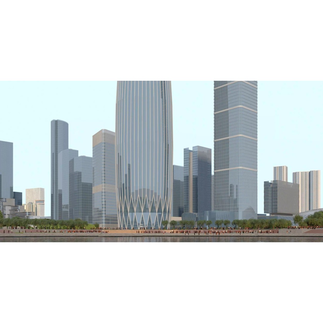 Shenzhen City Bay 3D Model – Low Poly Cityscape, FBX, OBJ - View 5