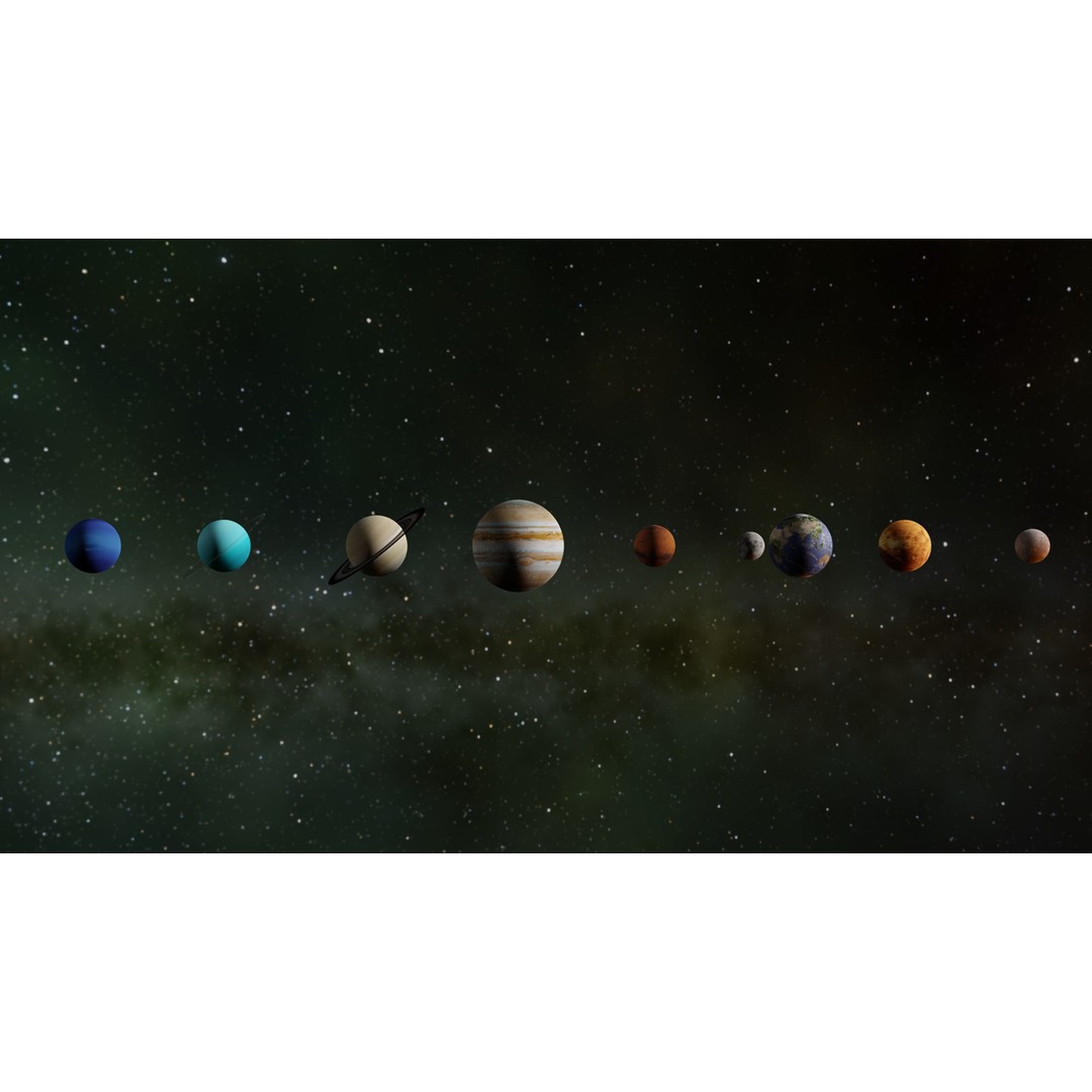 Solar System Planets 3D Model – Low Poly Game Asset, Blender, FBX, OBJ - View 3
