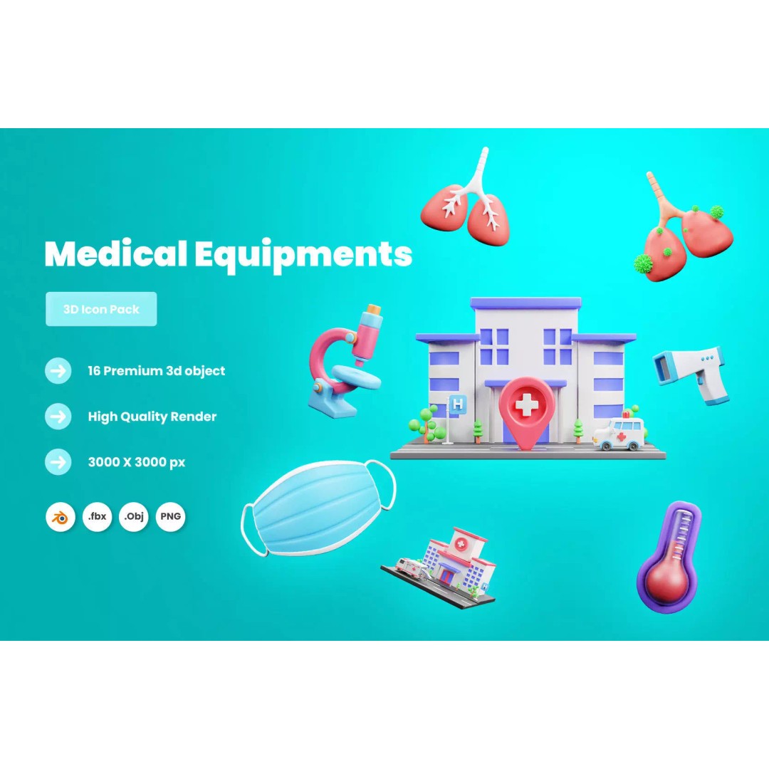 Medical Equipment Icon 3D Model – High Quality Pack for Design - View 2
