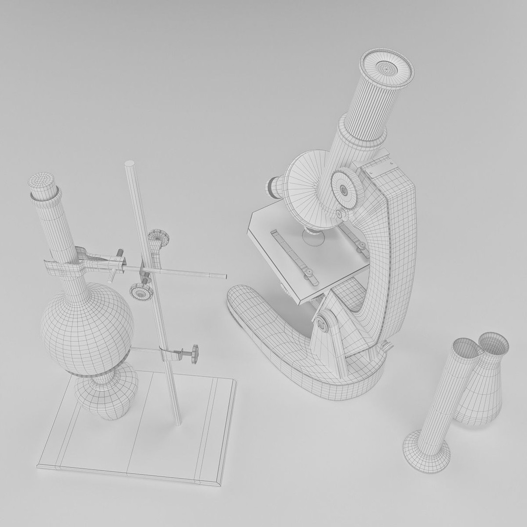 Microscope 3D Model – Lab Equipment, PBR Formats, Game-Ready