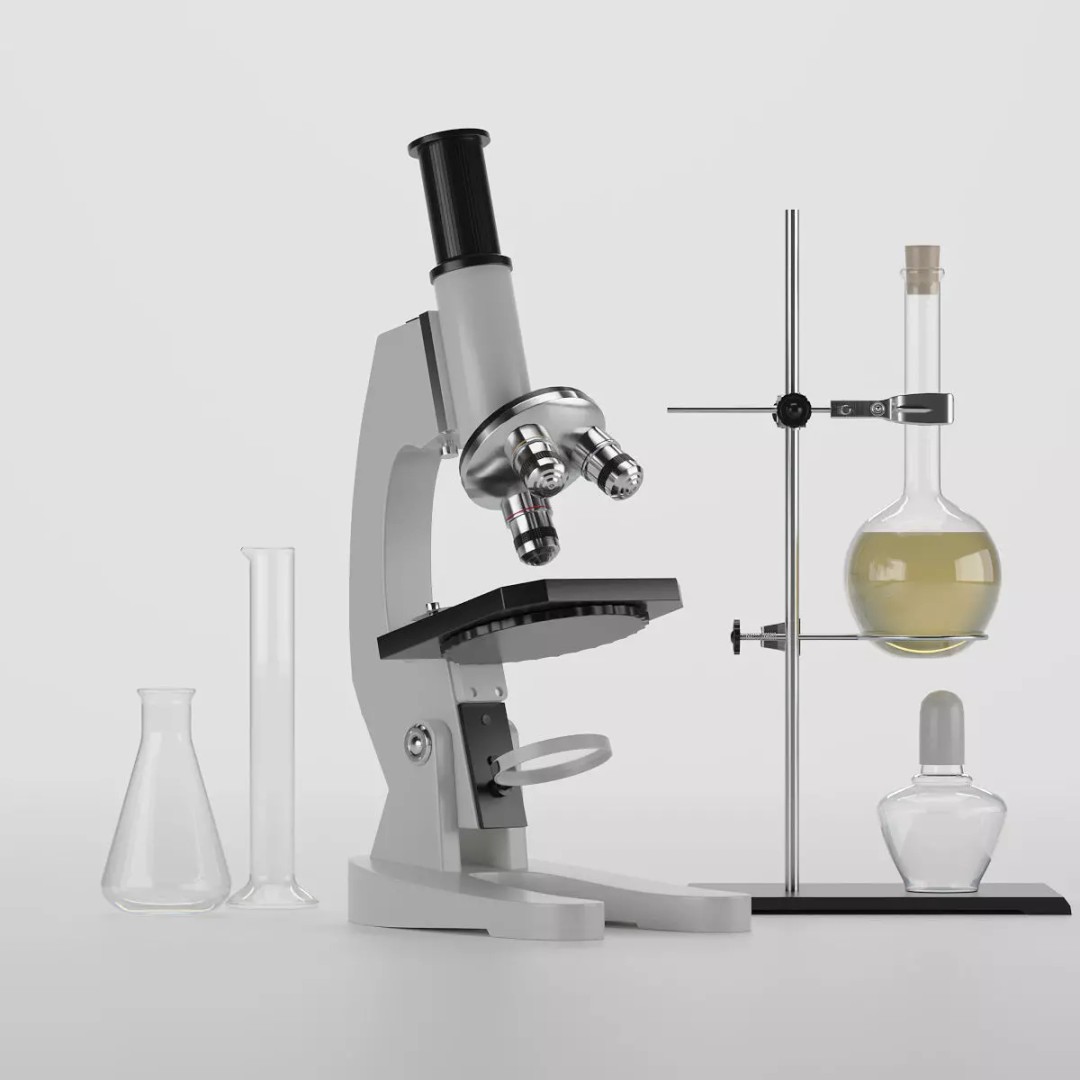 Microscope 3D Model – Lab Equipment, PBR Formats, Game-Ready - View 2
