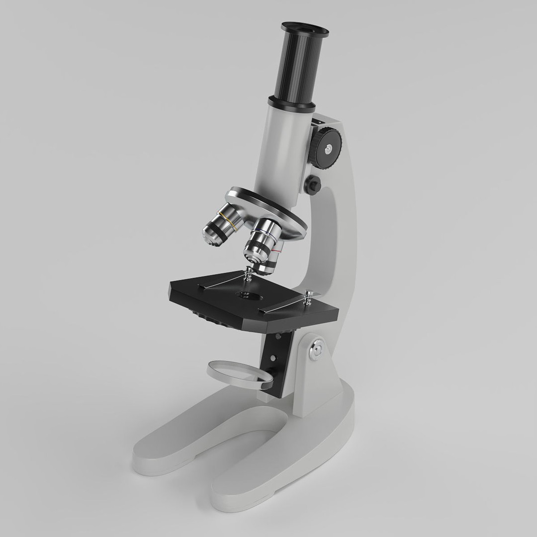 Microscope 3D Model – Lab Equipment, PBR Formats, Game-Ready - View 5