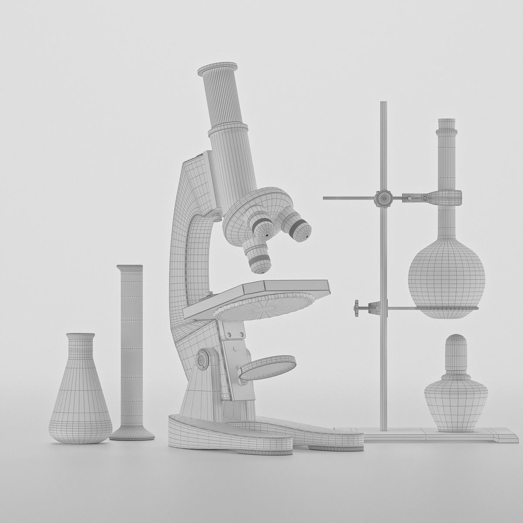 Microscope 3D Model – Lab Equipment, PBR Formats, Game-Ready - View 8