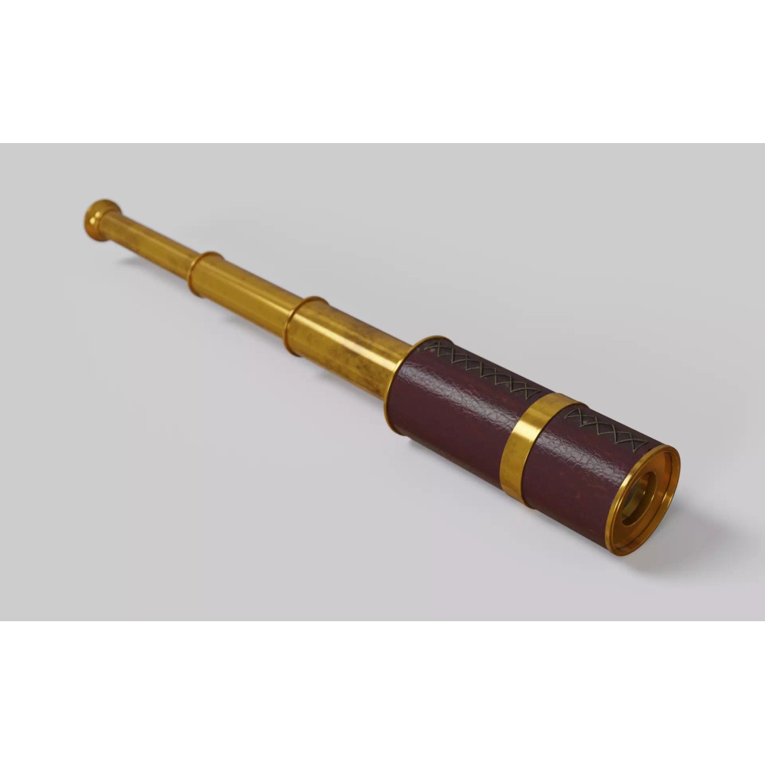 Spyglass 3D Model – Vintage Optical Device, PBR Textures, Blender - View 2