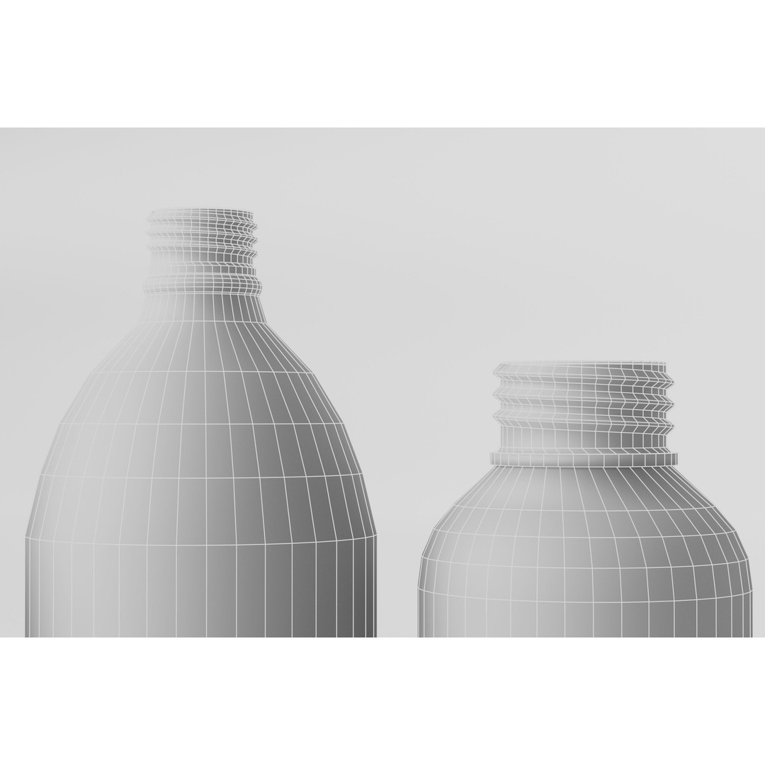Glass Bottle Collection 3D Model – Low Poly PBR Models for Cosmetics