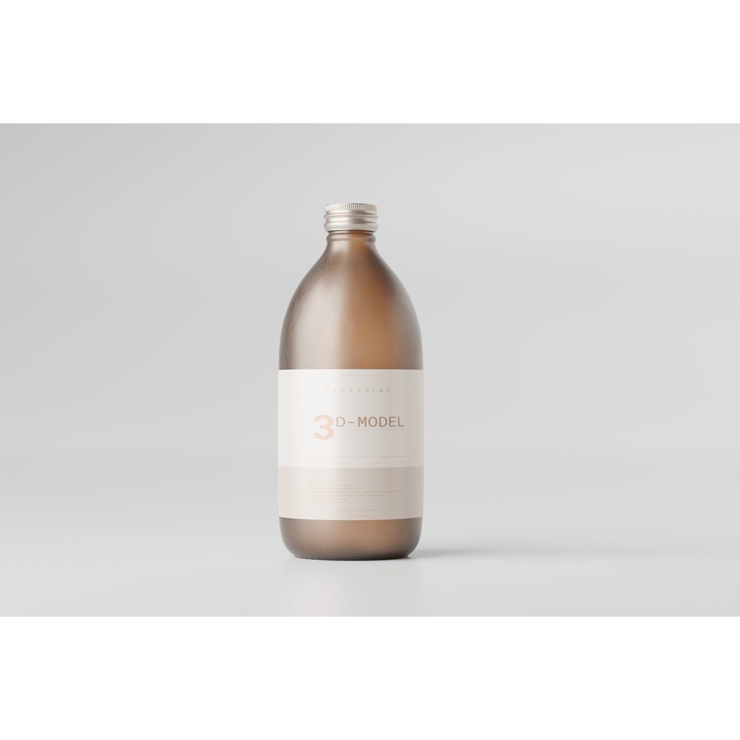Glass Bottle Collection 3D Model – Low Poly PBR Models for Cosmetics - View 10