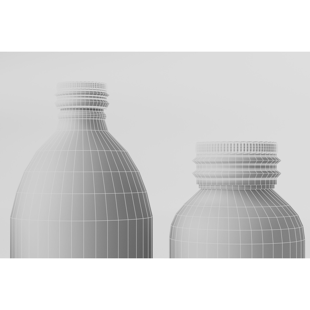 Glass Bottle Collection 3D Model – Low Poly PBR Models for Cosmetics - View 24