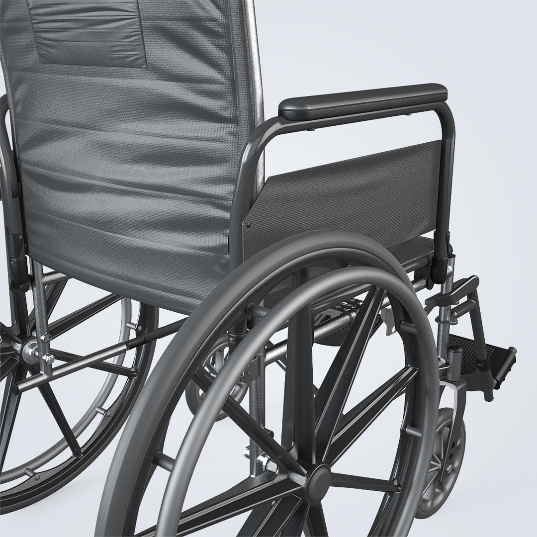 Manual Wheelchair 3D Model – High Quality, Fully Textured, Game-Ready Formats - View 12
