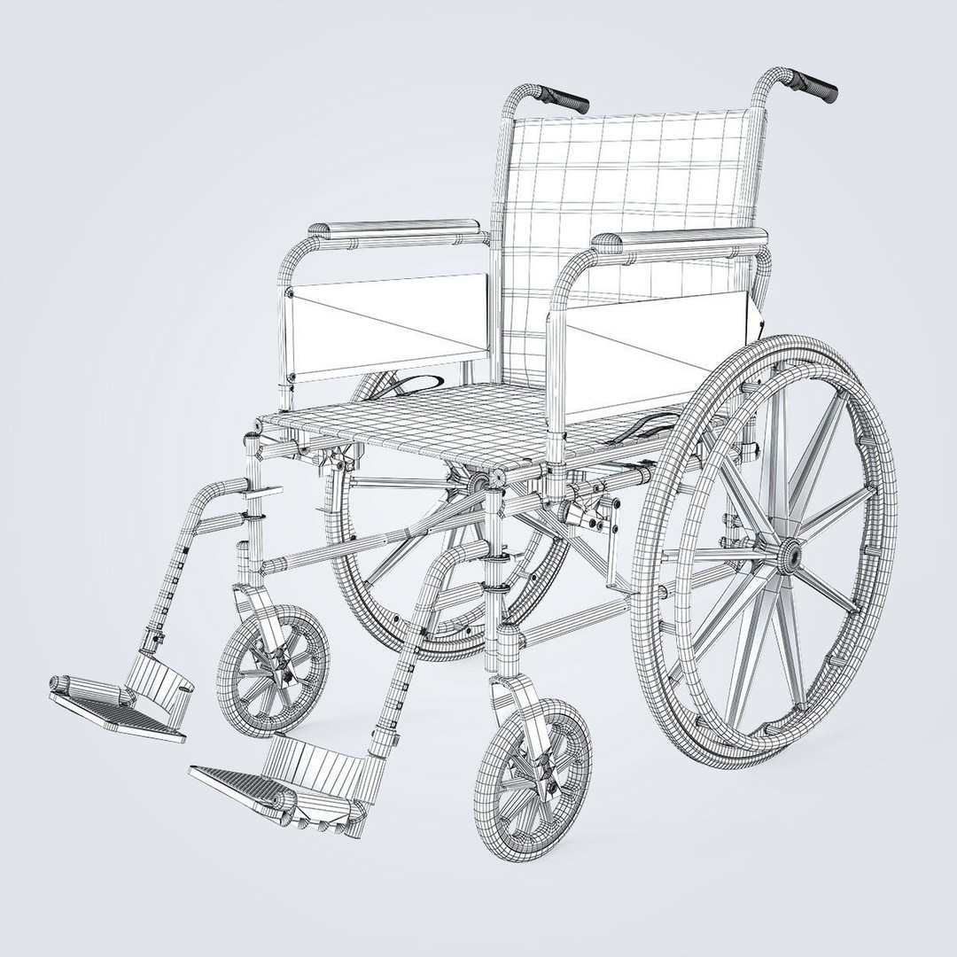 Manual Wheelchair 3D Model – High Quality, Fully Textured, Game-Ready Formats - View 24