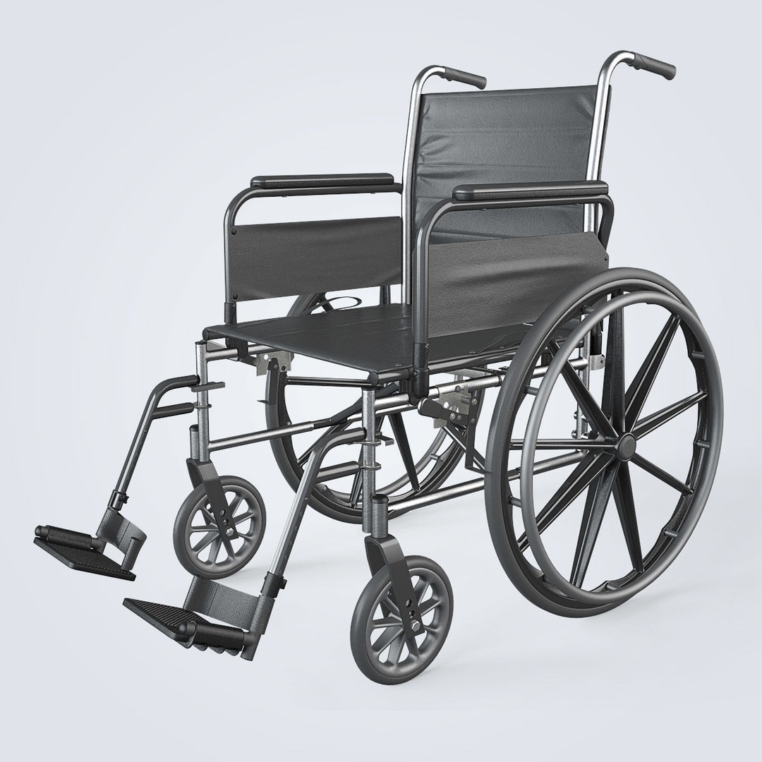 Manual Wheelchair 3D Model – High Quality, Fully Textured, Game-Ready Formats - View 4