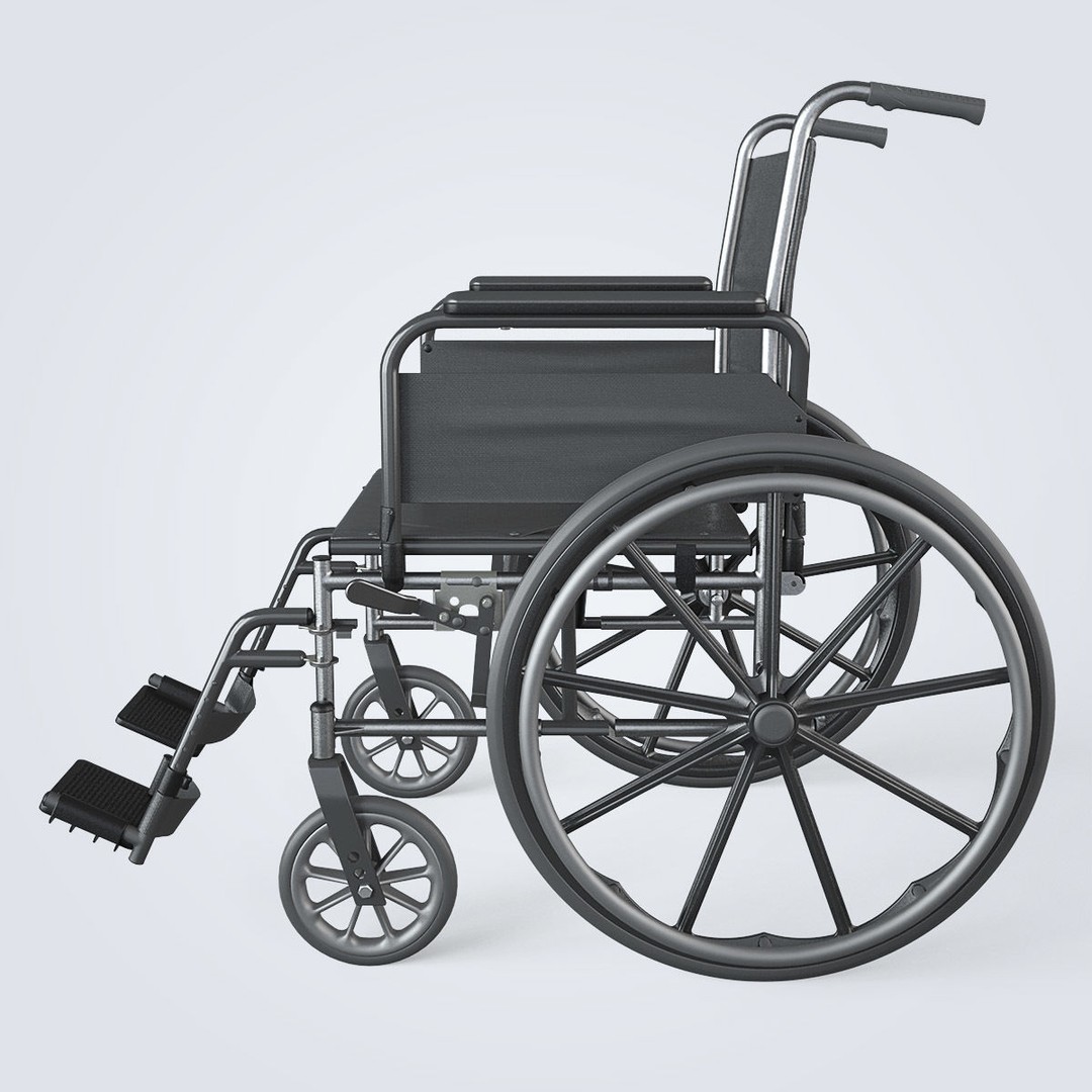 Manual Wheelchair 3D Model – High Quality, Fully Textured, Game-Ready Formats - View 5