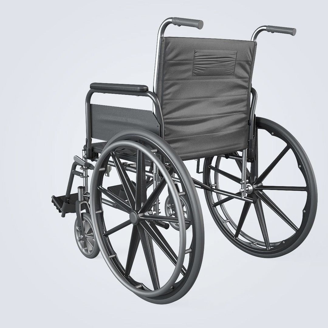Manual Wheelchair 3D Model – High Quality, Fully Textured, Game-Ready Formats - View 6