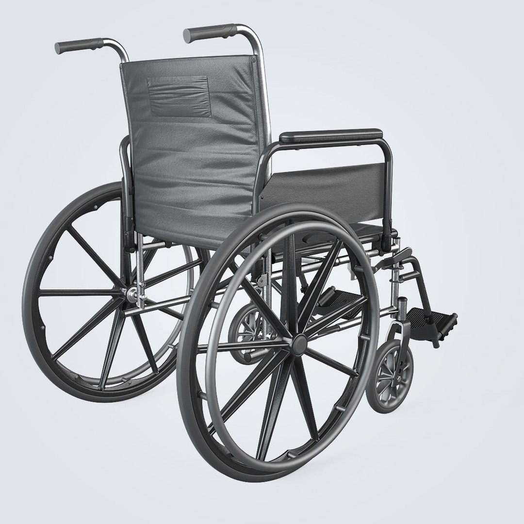 Manual Wheelchair 3D Model – High Quality, Fully Textured, Game-Ready Formats - View 8
