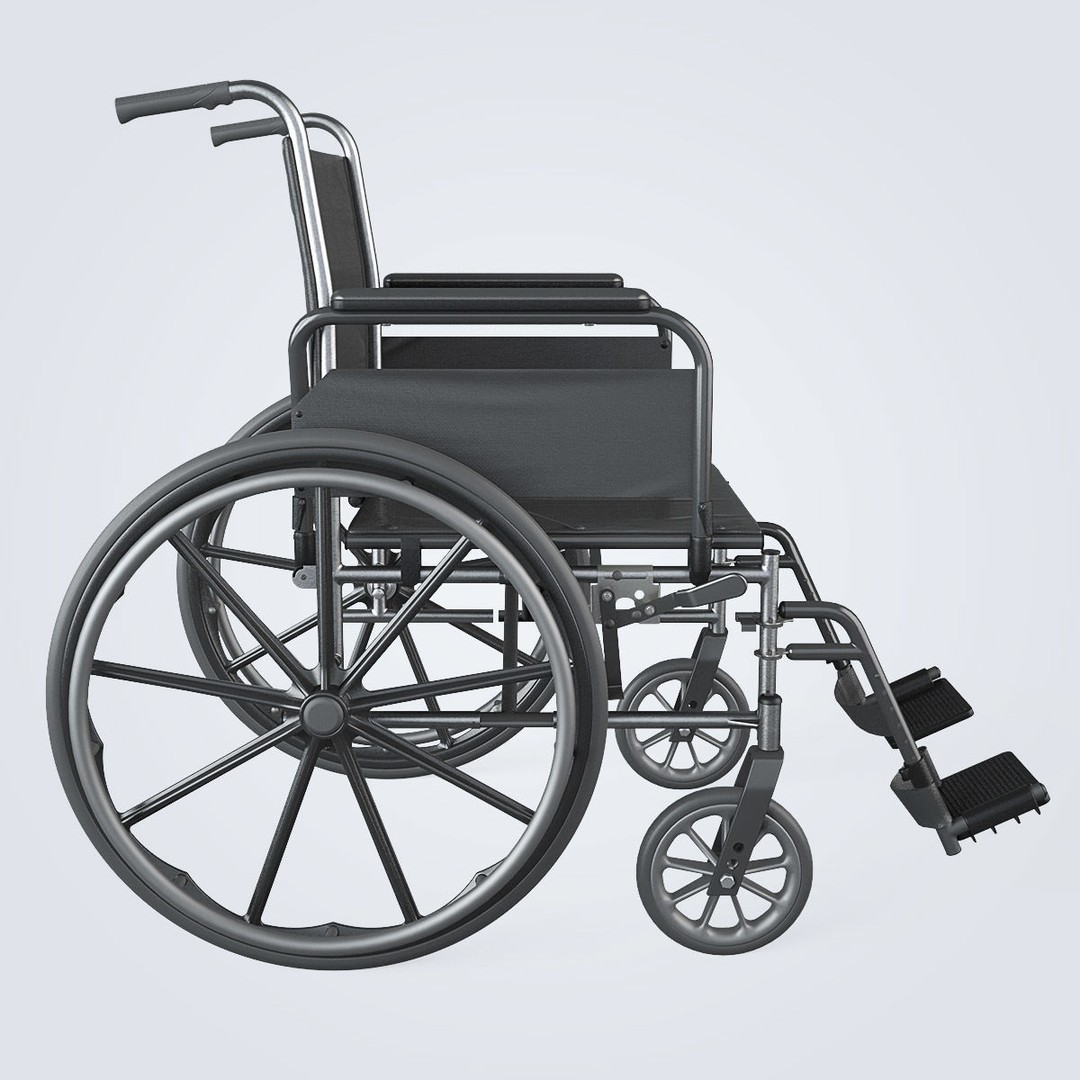 Manual Wheelchair 3D Model – High Quality, Fully Textured, Game-Ready Formats - View 9