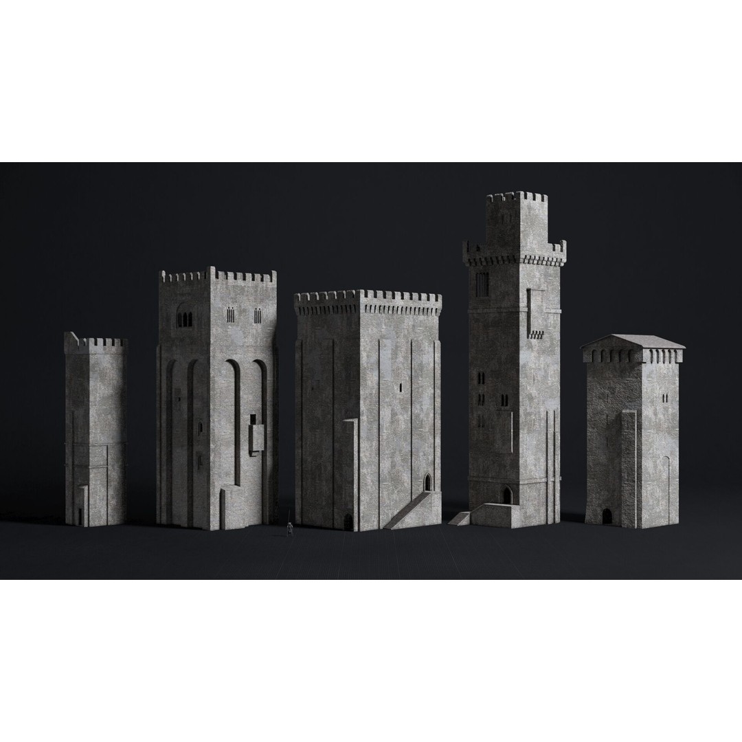 Medieval Castle 3D Model – Low Poly Modular Buildings, FBX