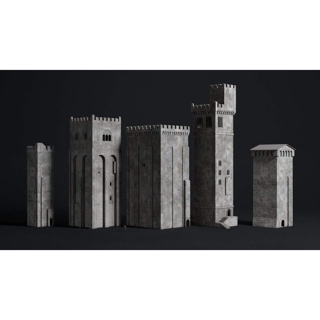 Medieval Castle 3D Model – Low Poly Modular Buildings, FBX - View 10