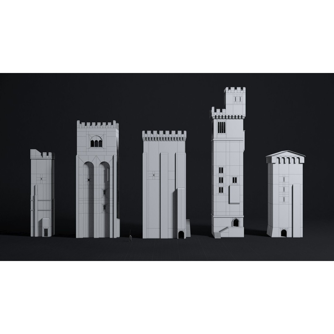 Medieval Castle 3D Model – Low Poly Modular Buildings, FBX - View 3