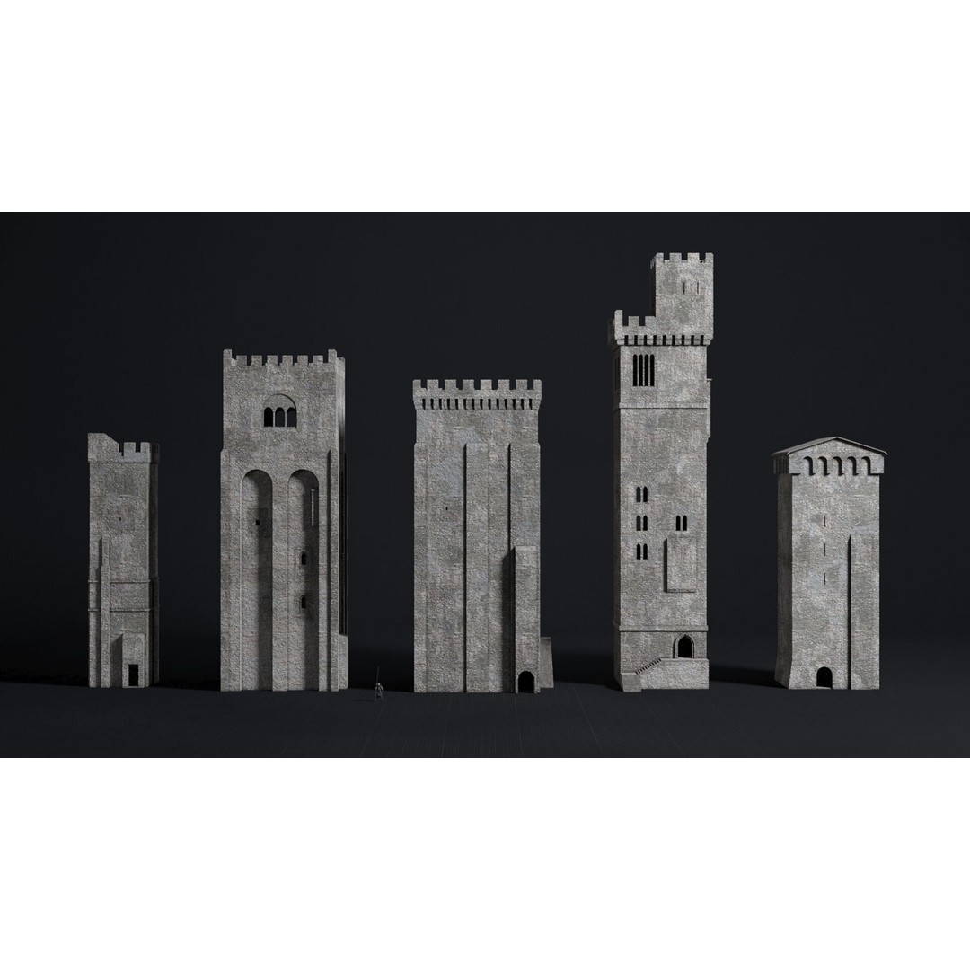 Medieval Castle 3D Model – Low Poly Modular Buildings, FBX - View 4