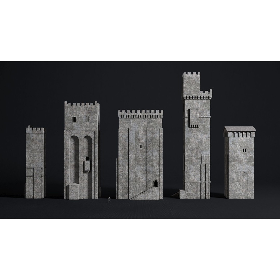 Medieval Castle 3D Model – Low Poly Modular Buildings, FBX - View 5