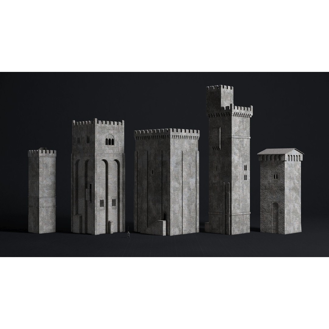 Medieval Castle 3D Model – Low Poly Modular Buildings, FBX - View 6