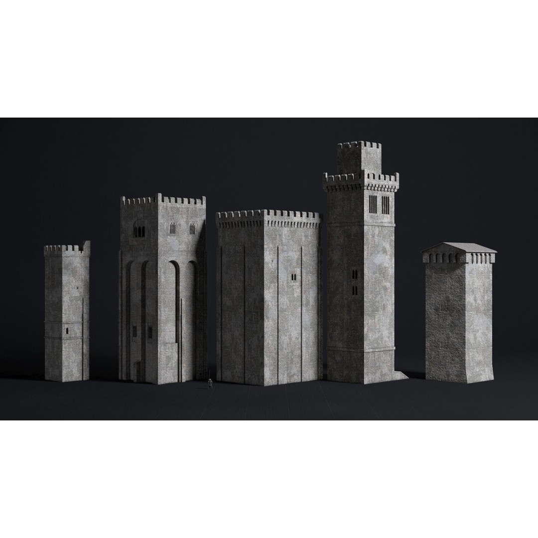 Medieval Castle 3D Model – Low Poly Modular Buildings, FBX - View 8