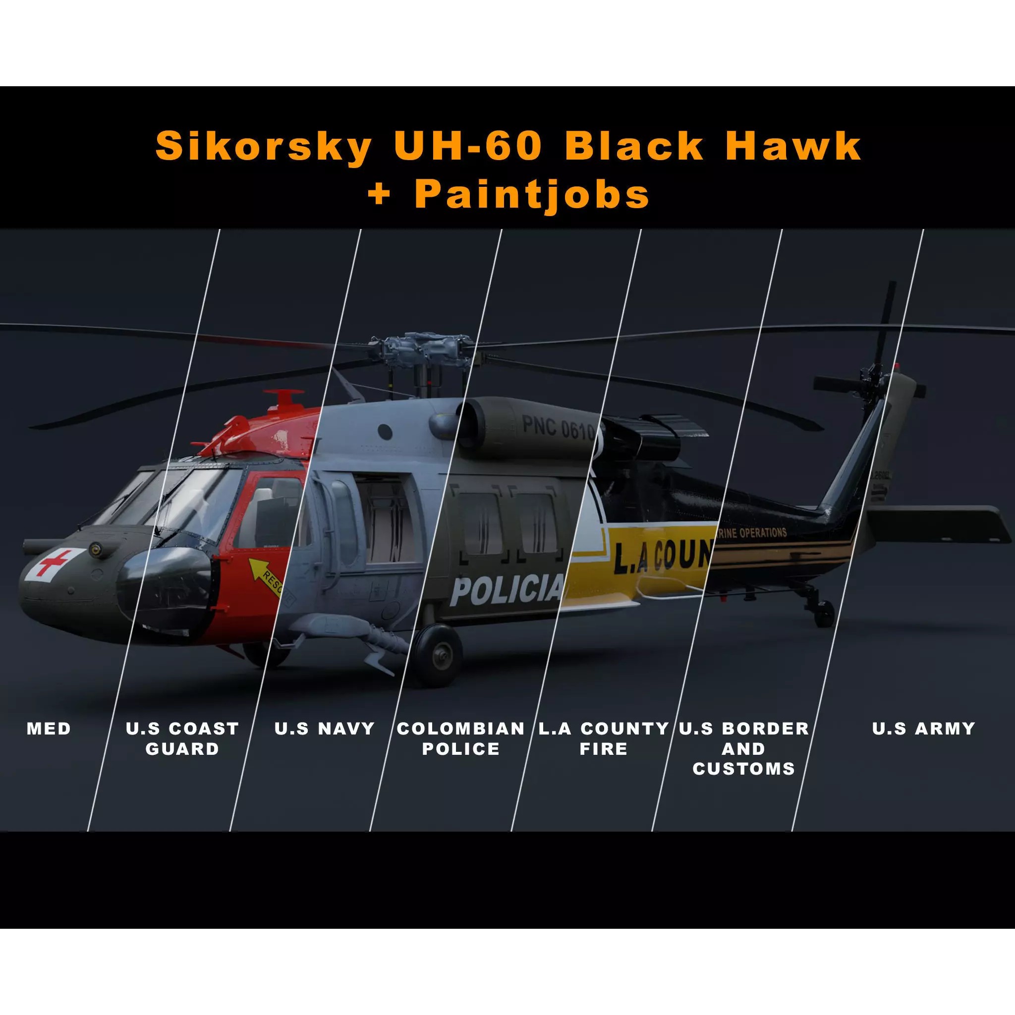 Sikorsky UH-60 Black Hawk - Game-Ready 3D Model - View 2