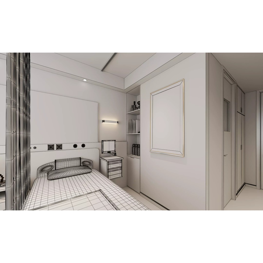 Hospital Ward Room 3D Model – Modern Patient Room with PBR Textures - View 17