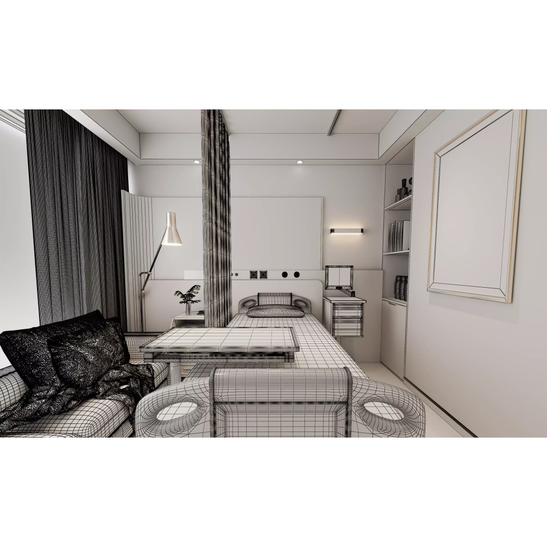 Hospital Ward Room 3D Model – Modern Patient Room with PBR Textures - View 18