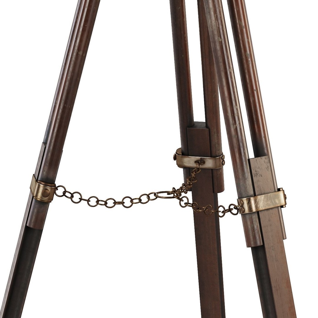 Antique Tripod Telescope 3D Model – Vintage Brass Decor, FBX, OBJ - View 5
