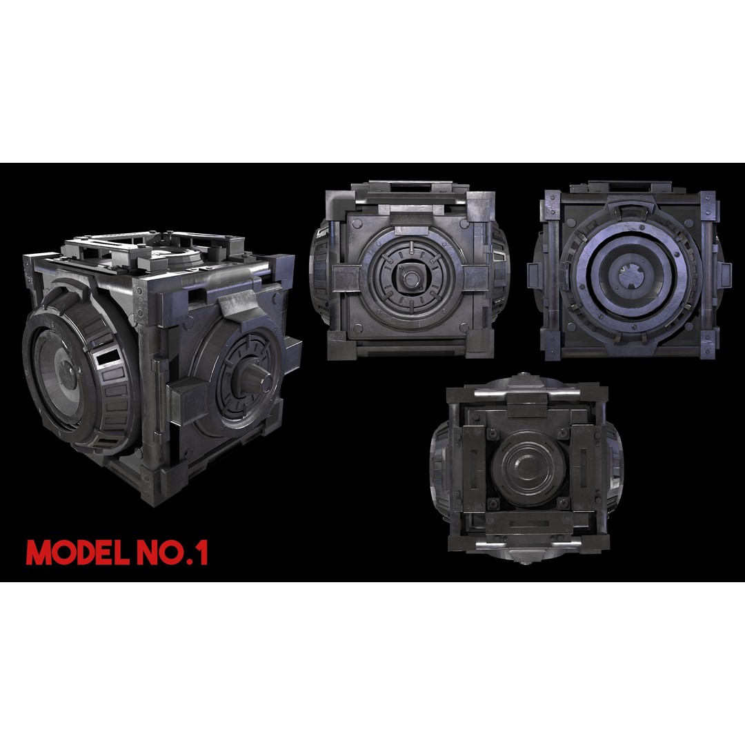 Sci-Fi Box 3D Model – Low Poly Game Asset, FBX/OBJ Formats - View 3
