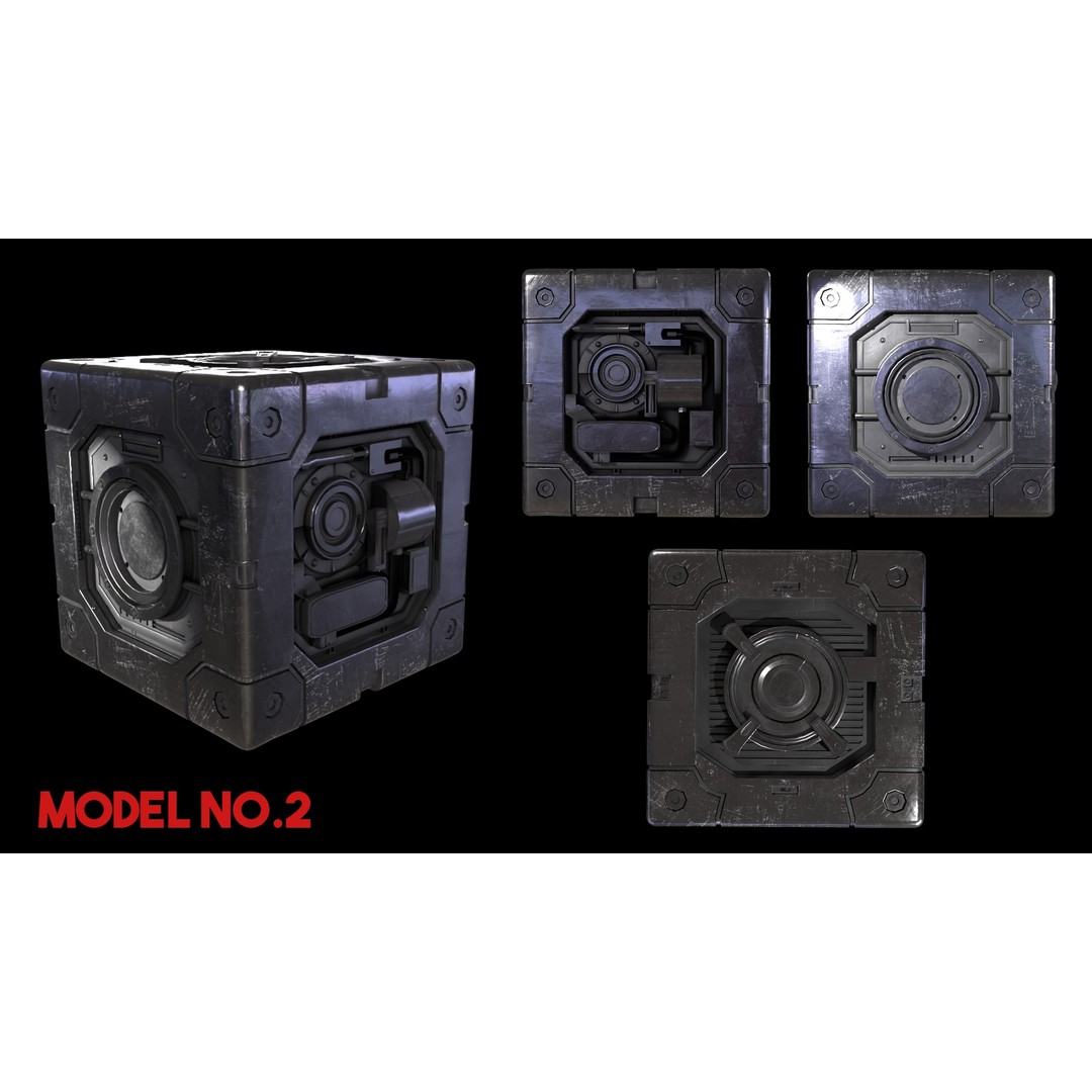 Sci-Fi Box 3D Model – Low Poly Game Asset, FBX/OBJ Formats - View 4